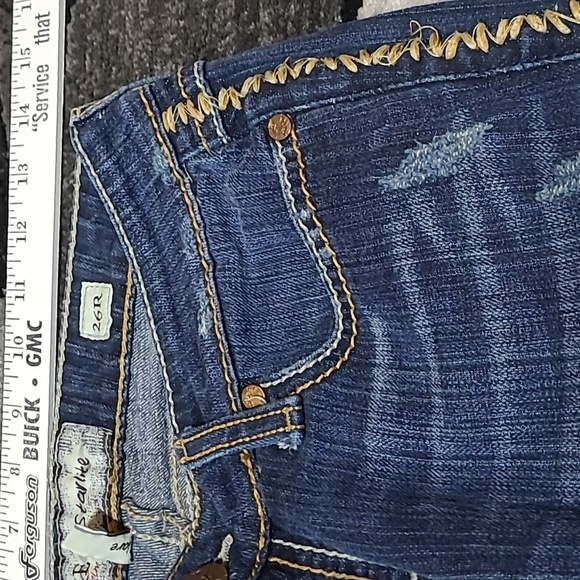 BKE STARLITE EMBROIDERED DISTRESSED FLARE-LEG DENIM JEAN - Picture 6 of 14